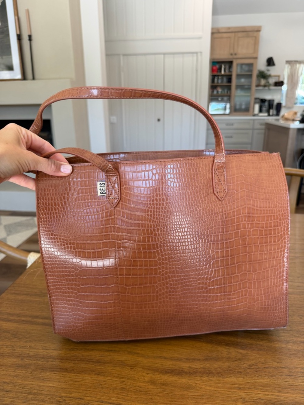 Beis The Large Work Tote 
in Maple Croc